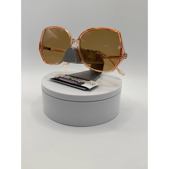 NEW Vintage Oversize Sunglasses Drop Temple Style Crystal Brown Monochrome #830 - Picture 4 of 10